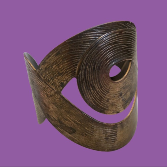 Jewelry - Unique vintage swirled copper cuff bracelet modernist boho